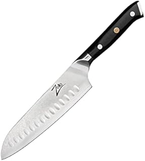 Zelite Infinity Santoku Knife | German Steel | Razor Sharp | Superb Edge Retention | Stain & Corrosion Resistant Chef Knives | Leather Sheath | Alpha Royal Japanese 7 Inches