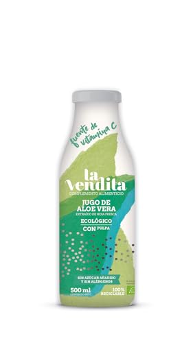 La Vendita Jugo De Aloe Vera Puro Para Beber Con Pulpa. Bebida Natural De Aloe Vera Puro Y Ecológico. Zumo Bebible 100% Organico Y Natural. Bebida Detox En Envase De Vidrio De Medio Litro (0,5L) …