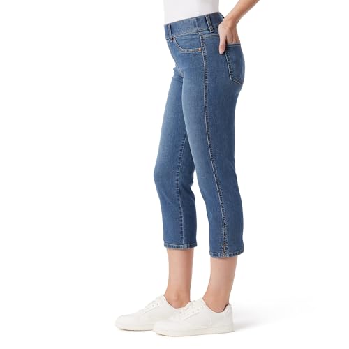 Jeans capri coupe droite taille haute effet de forme galbant confortable