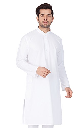 Image of VASTRAMAY Men Super Soft Pure Cotton White Kurta - Comfortable Ethnic Outfit for Eid, Holi, Weddings & Festivals - Classic Traditional Cotton Kurta