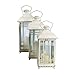 Set of 3 Off-White Almond Multi-Sized Mission-Style Pillar Candle Lanterns