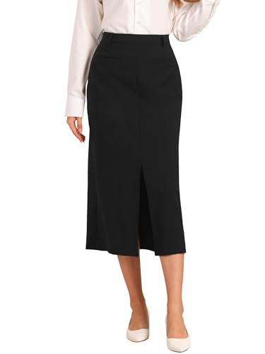 Allegra K Pencil Skirt for Women's High Waist Work Office Slit Midi Skirts