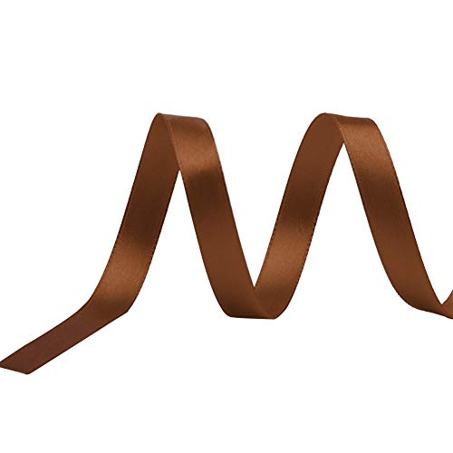 Image of Solid Color Double Faced Brown Satin Ribbon 1 /4 inch X 50 Yards, Ribbons Perfect for Crafts, Wedding Decor, Bow Making, Sewing, Gift Package Wrapping and More