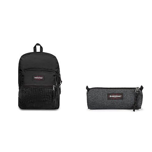 EASTPAK Pinnacle Sac à Dos, 42 cm, 38 L, Noir (Black) & Benchmark Single Trousse, 21 cm, Gris (Black Denim)