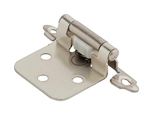 Silverline 6 Pairs Self Closing Cabinet Hinges Face Mount, for Variable Overlay Kitchen Door, Brushed Satin Nickel