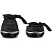 Gourmia GK320 Travel Foldable Electric Kettle - Dual Voltage - Food Grade Silicone, Collapses for Easy & Convenient Storage, Boil Dry Protection, .6 Quart - Black