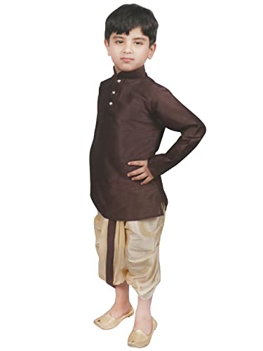 Image of SG YUVRAJ Boy's Raw Silk Kurta Dhoti Set