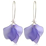 JIUIQL Boho Rose Petal Dangle Resin Earrings - Long Bohemian Drop Acrylic Tiered Flower Earrings - S