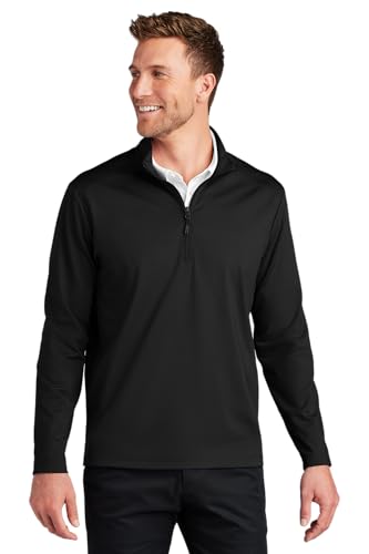 Port Authority Men's Double-Knit Quarter-Zip Pullover Deep Black