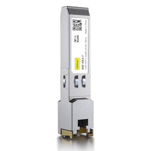 10Gtek 10/100/1000Base-T SFP RJ45 Module - Auto-Negotiation Copper Mini-Gbic Transceiver Compatible for Cisco GLC-T(10/100/1000M)/ SFP-GE-T(10/100/1000M), Mikrotik S-RJ01