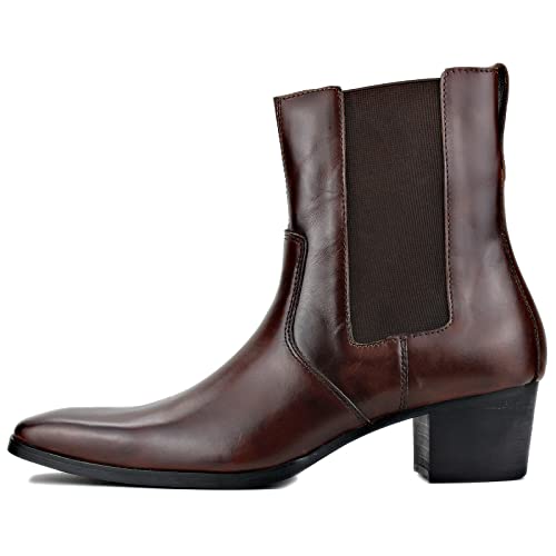 Leather Dress Boot for Men Fashion Casual Chelsea Cowboy Ankle Boots Heels CD-JY038-R2