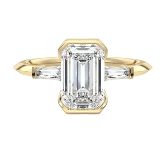 3.50 Ct Emerald Cut Half Bezel Set Tapered Baguette Cut Engagement Ring,14 Kt Gold Plated Wedding Gift,Emerald Cut Engagement Gift,GIfted For Her.size 3-12