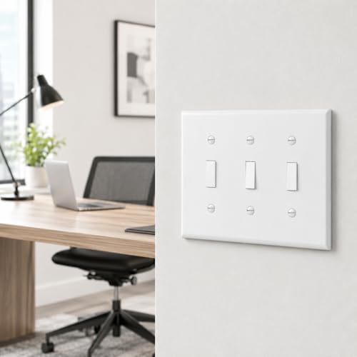 Placas de pared para interruptor de luz de palanca blanco de 3 bandas en pack de 20 unidades 4