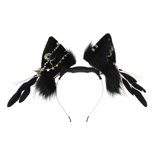 Diadema con orejas de lobo ajustables para fiestas de disfraces
