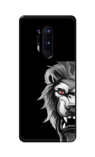 Image of PRINTFIDAA Printed Hard Back Cover Case for OnePlus 8 Pro Back Cover (Angry Lion) -112