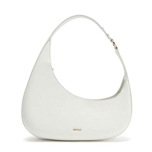 Keyli Bolsa De Ombro Polene Bolsas Para Mulheres Moda Casual Vegana Couro Zíper Alça Superior Acolchoadas Crescent Hobo Bege Branco
