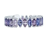 Statement Rings for woman Girls 92.5 Silver Multi Sapphire band 2.5x5 mm (6)