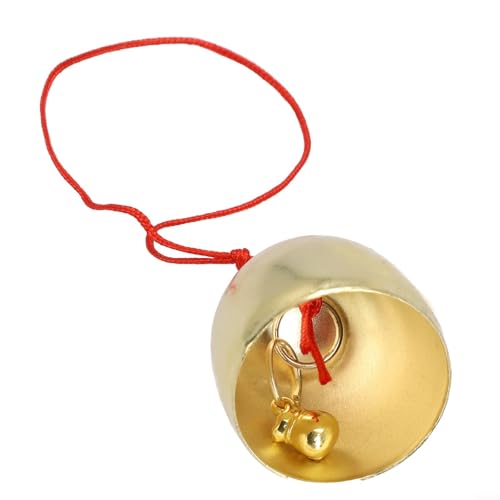 Besttoolifes Colgante decorativo de aleación con campanilla de viento, para ambiente festivo del hogar, adorno de puerta antirrobo, oro 2,7 cm x 2,9 cm, colgante de campana de metal (cuerda roja)