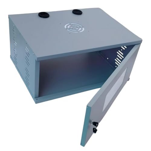 Image of 4U Metal Rack for DVR /NVR /Network Switches - Lockable, Glass Front, Ventilated with Top & Side Airflow, 2-Way Cable Management Holes - 260x550x400mm Secure Equipment Cabinet