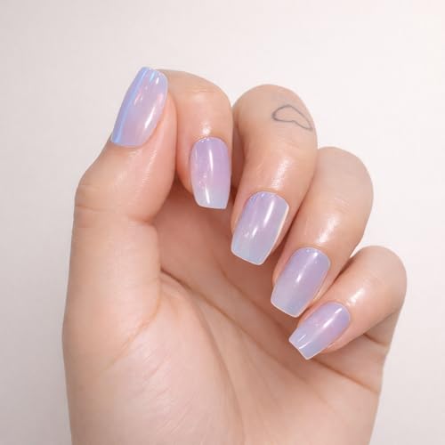 Image of 24 Pcs Reusable Artificial Nails Fake Nails with Glue and Kit|Ice Blossom Gloss with pearl shine Press On Nails | ABS Material UV Protected Long Lasting Finish | Reusable Customizable Nail Kit |Short coffin Nails