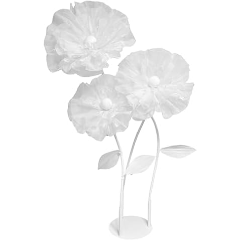 Rainbows & Lilies Giant Artificial Flowers for Decoration – Standing Floral Decor for Wedding Receptions, Events, Party Backdrops, Home Decor – 3 Large Organza Fabric White Flowers Stand (3ft/4ft/5ft) Cover