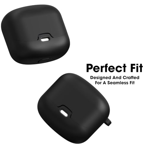 Image of Sounce Earphone Case Cover Compatible for GOBOULT Z40, Soft Silicone Skin Case Cover Shock-Absorbing Protective Case with Keychain [Front LED Visible] (Black)