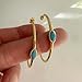 Turquoise Hoop Gold Earrings - Marquise Shape Turquoise Stone Gold Waterproof - Lightweight, Hypoallergenic, Boho Chic Designer Earrings for Everyday Wear -Elegant Minimal Light Weight