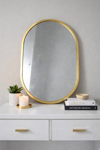 Image of PALUDI Gold Capsule Wall Mirror, Premium Metal Frame, Modern Decorative, Wall Mounted, for Bathroom, Living Room and Home Decor