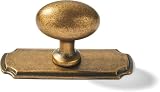 khtumeware 2 Pack Antique Brass Cabinet knobs with blackplate Solid Heavy Duty Bifold Closet Door Knobs with Backplate Hardware for Kitchen Bathroom and Dressing Table