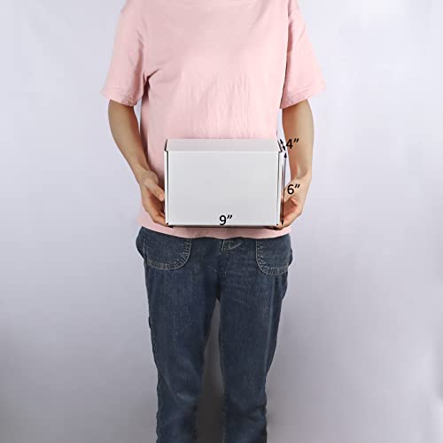 Image of RLAVBL 9x6x4 Inches Shipping Boxes Set of 25, White Corrugated Cardboard Box, Mailer Boxes for Packing Small Business
