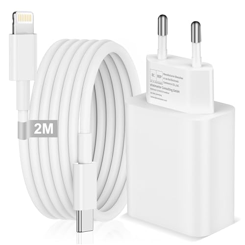 Caricatore iPhone, 30W Caricatore iPhone 14 13 12 11 Caricabatterie Rapido Presa Spina iPhone Adattatore Alimentatore with 2M Cavo USB C Lightning per iPhone 14 13 12 11 Pro Max/Plus/XS/8/7/iPad/SE
