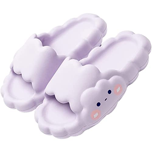 Badeschuhe Herren Damen, Rutschfeste Schnelltrocknend Slippers Sommer, Schlappen Strand Sandale, Hausschuhe Massage Leichte Plattform Schlappen Strand Sandale ( Color : Purple , Size : 35-36 EU ) Cover