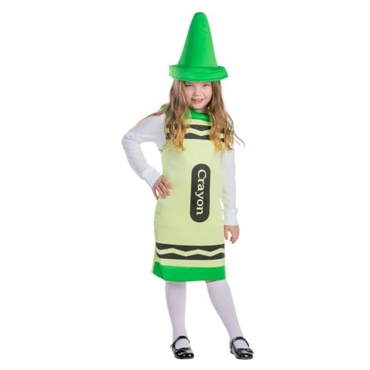 Dress Up America Disfraz de crayón para niños - Disfraz de crayón verde para niñas y niños - Gran conjunto de disfraces de juego de rol