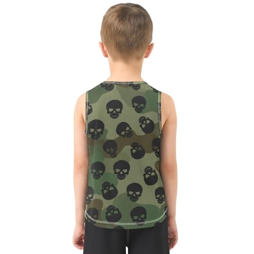 J JOYSAY Skull Camouflage Graphic Khaki Boys Tank Top Sleeveless Muscle Shirts Quick Dry Kids T-Shirts 3-15T3