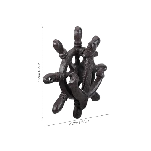 Aldaba de puerta de hierro fundido negro resistente con diseño de ancla náutica vintage 3