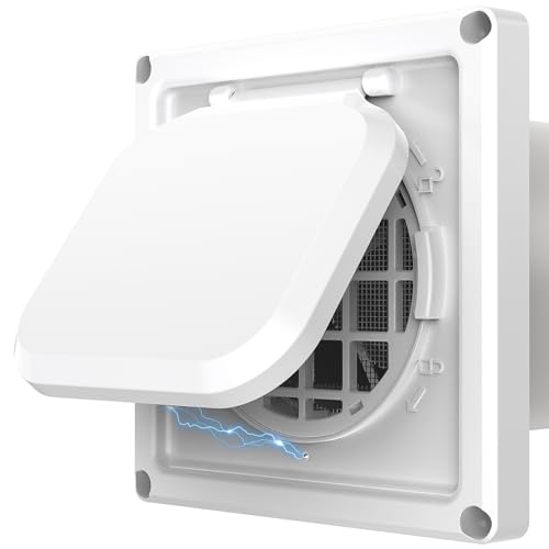 Houseluxe Dryer Vent Cover Outside 4 inch, Magnetic Door Design, Durable Airflow Vent with Lint Trap Screen, Thickened Material, 6 inch x 6 inch Size, White