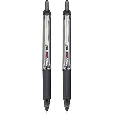 Pilot Precise V5 RT Refillable & Retractable Rollerball Pens, Extra Fine Point Pens 0.5 mm, Black, Pack of 2 - Ideal for School, Journaling & Office Writing