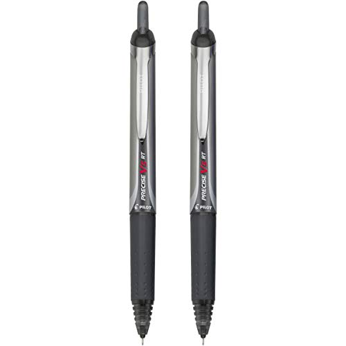 Pilot Precise V5 Rt Refillable & Retractable Liquid Ink Rolling Ball Pens, Extra Fine Point (0.5Mm) Black Ink, 2-Pack (26050) #TOP1