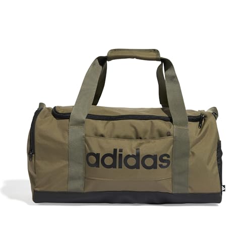 adidas Unisex Essentials Linear Duffel Bag, Olive strata/Black, S