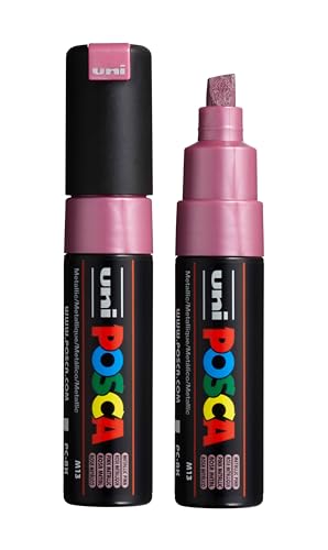 posca uni PC-8K Water-Based Paint Markers, Broad Tip (8mm), Metallic Pink, 2 Count