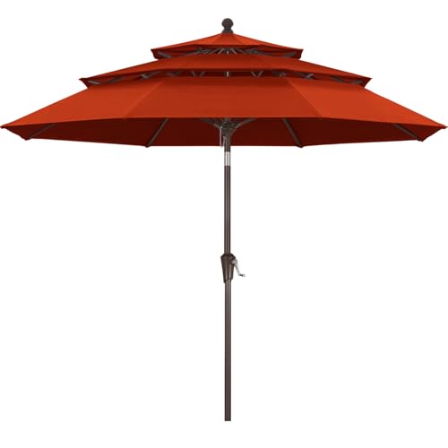 Image of MASTERCANOPY 9ft 3-Tier Olefin Patio Umbrella, Orange