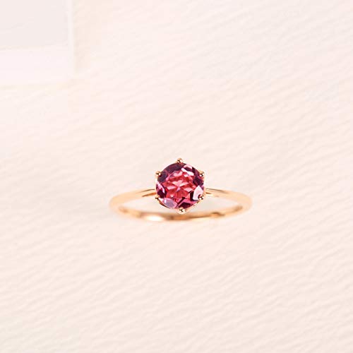 AGVANA 14K Solid Rose Gold 0.85Ct Genuine Pink Tourmaline Promise Engagement Ring for Women October Birthstone Fine Jewelry Anniversary Birthday Gifts for Women Mom Wife Lover, Size 5-83