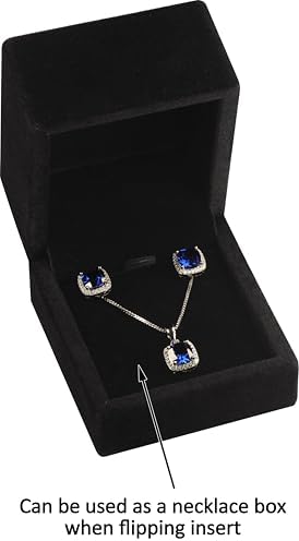 LAODA Black Color Luxury Velvet Stud Earring Box Multiple Use Necklace Pendant Earring Jewelry Gift Storage Holder Box(Jewelry not Included) - 4