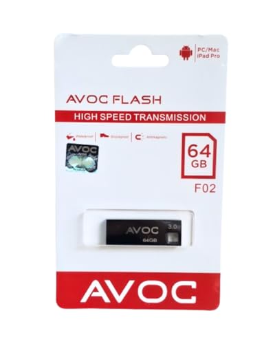 Image of AVOC HIGH Speed Metal USB 3.0 Flash Drive - High Read Speeds up to 15MB /s & Write Speeds up to 10MB /s - Ideal for Data Transfer & Storage - (AVOCPD /F02) (64, GB)