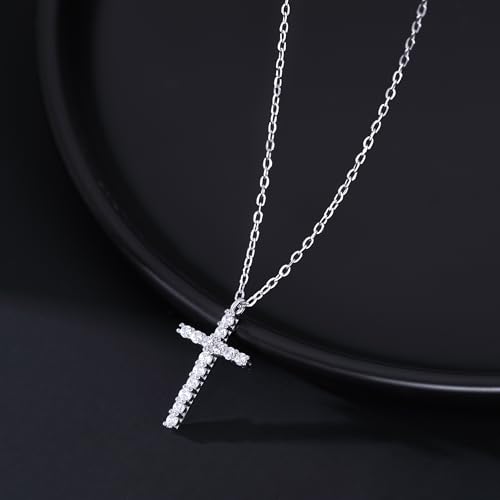 SLUYNZ Solid 925 Sterling Silver CZ Cross Choker Necklace for Women Teens Cross Pendant Necklace4