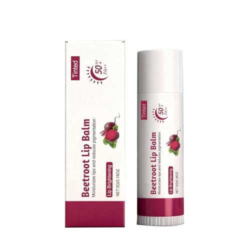 Beet root Tinted Lip Balm with SPF 50 - Moisturising Lip Tint For Dark and Pigmented Lips