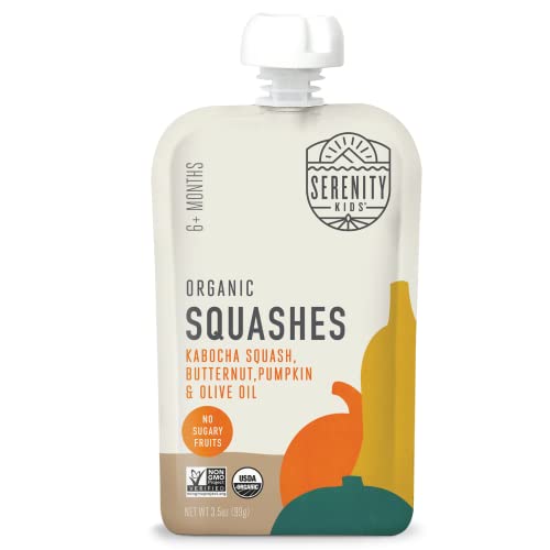 Serenity Kids 6+ Months Usda Organic Veggie Puree Baby Food Pouches | No Sugary Fruits Or Added Sugar | Allergen Free | 3.5 Ounce Bpa-Free Pouch | Squashes | 1 Count #TOP22