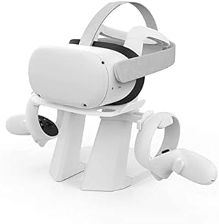 AMVR Upgraded Version 2nd VR Stand, More Stable Base Headset Display Holder and Controller Mount Station for Quest 1/Quest 2/Rift/Rift S Headset and Touch Controllers (White)