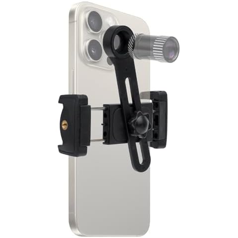 Starscope Nano Telescope Phone Mount - Universal Smartphone Adapter for Mini Monocular and Pocket Microscope Lens | Foldable Telephoto Mobile Holder Clip for iPhone and Android Cover
