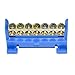 YISTER 6Pcs Grounding Bus Bar – 7 Position Brass Terminal Block for Ground Circuit, 6mm Hole Diameter – Copper Contact Terminal Strip for Electrical & Industrial Applications for 12-110V AC/DC